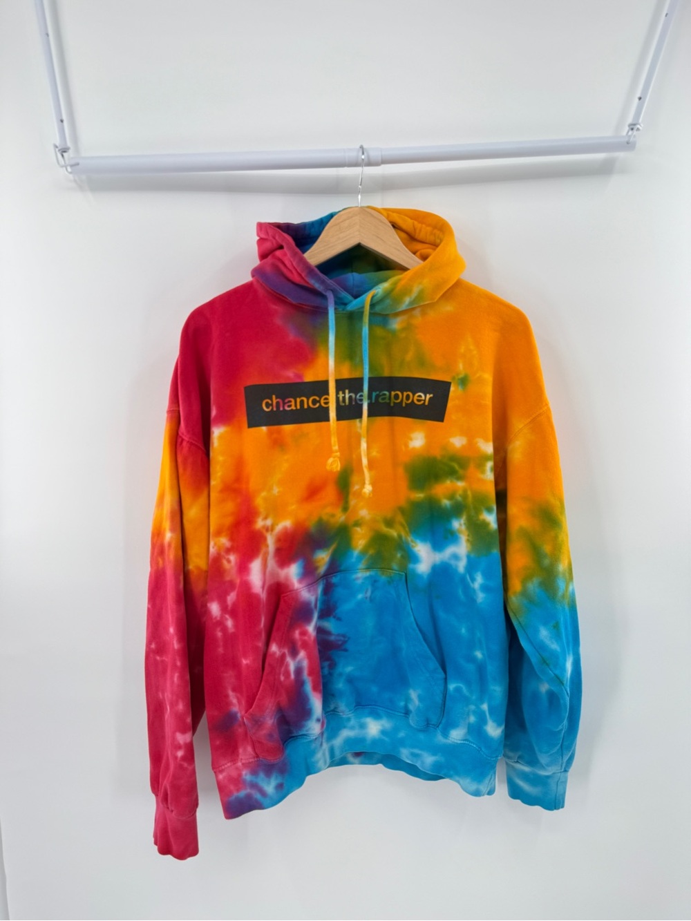 Chance the Rapper Hoodie Official Tour Merch Rainbow Tie-Dye Box Logo Pullover